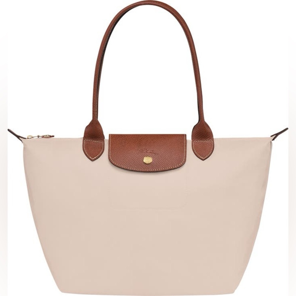 Longchamp Medium Le Pliage Nylon Shoulder Tote Navy or Black and Paper - Picture 13 of 16